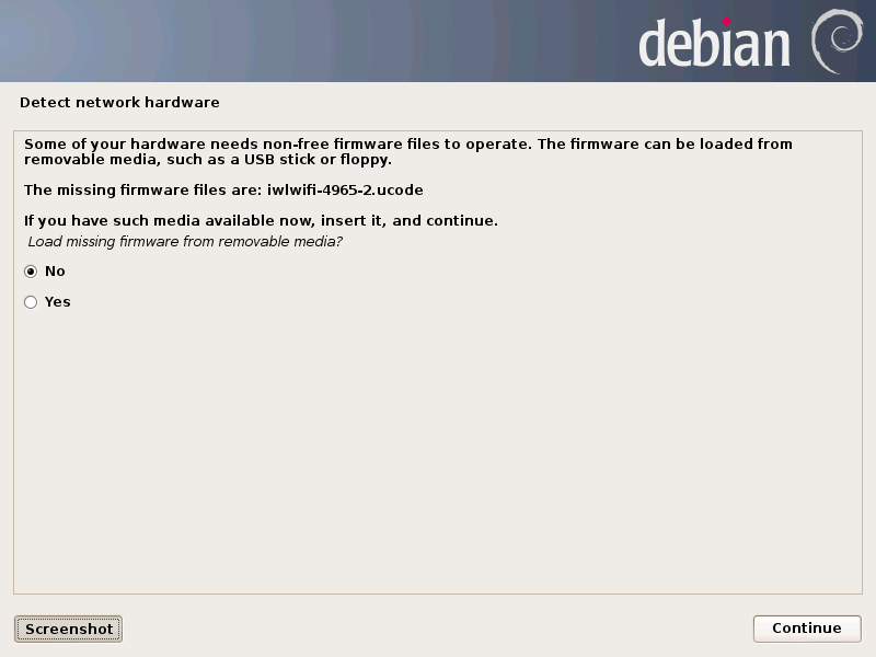 Получение non-free firmware (несвободных) прошивок является проблемой в Debian