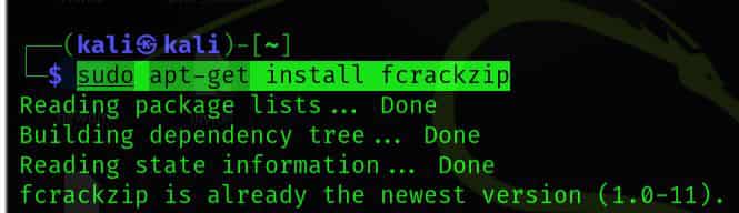 Fcrackzip Tool - взлом пароля Zip-файла в Kali Linux