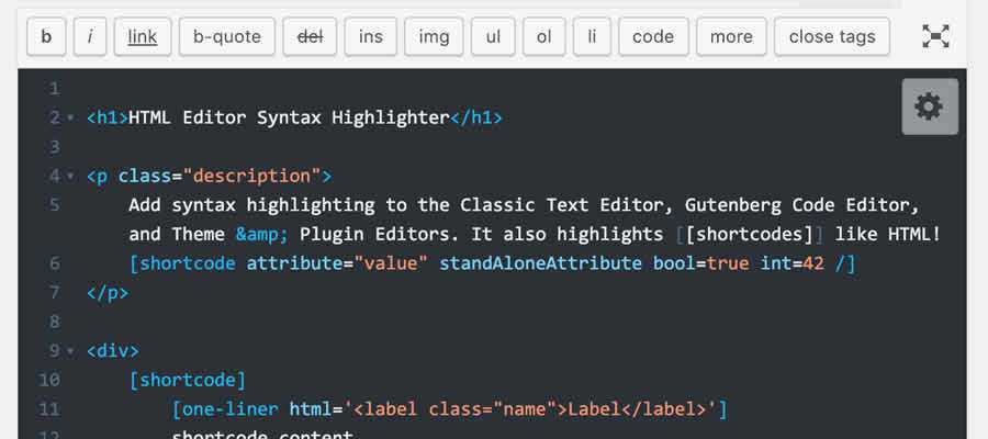 HTML Editor Syntax Highlighter 