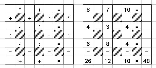 Расставьте числа (в рамке слева)