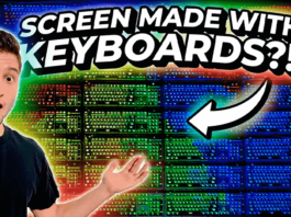 Создали гигантский экран из RGB-клавиатур